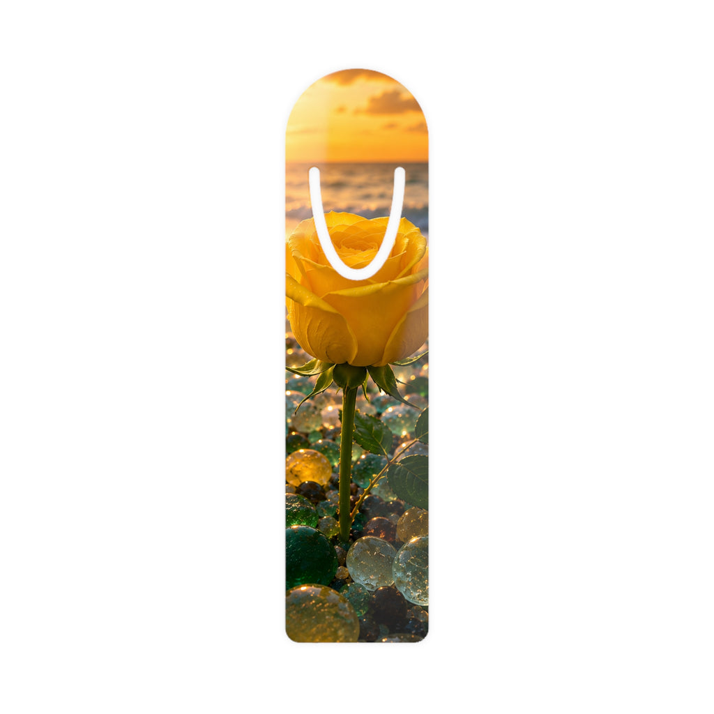 Yellow Rose Sunset Bookmark — Floral Photo Metal Bookmark