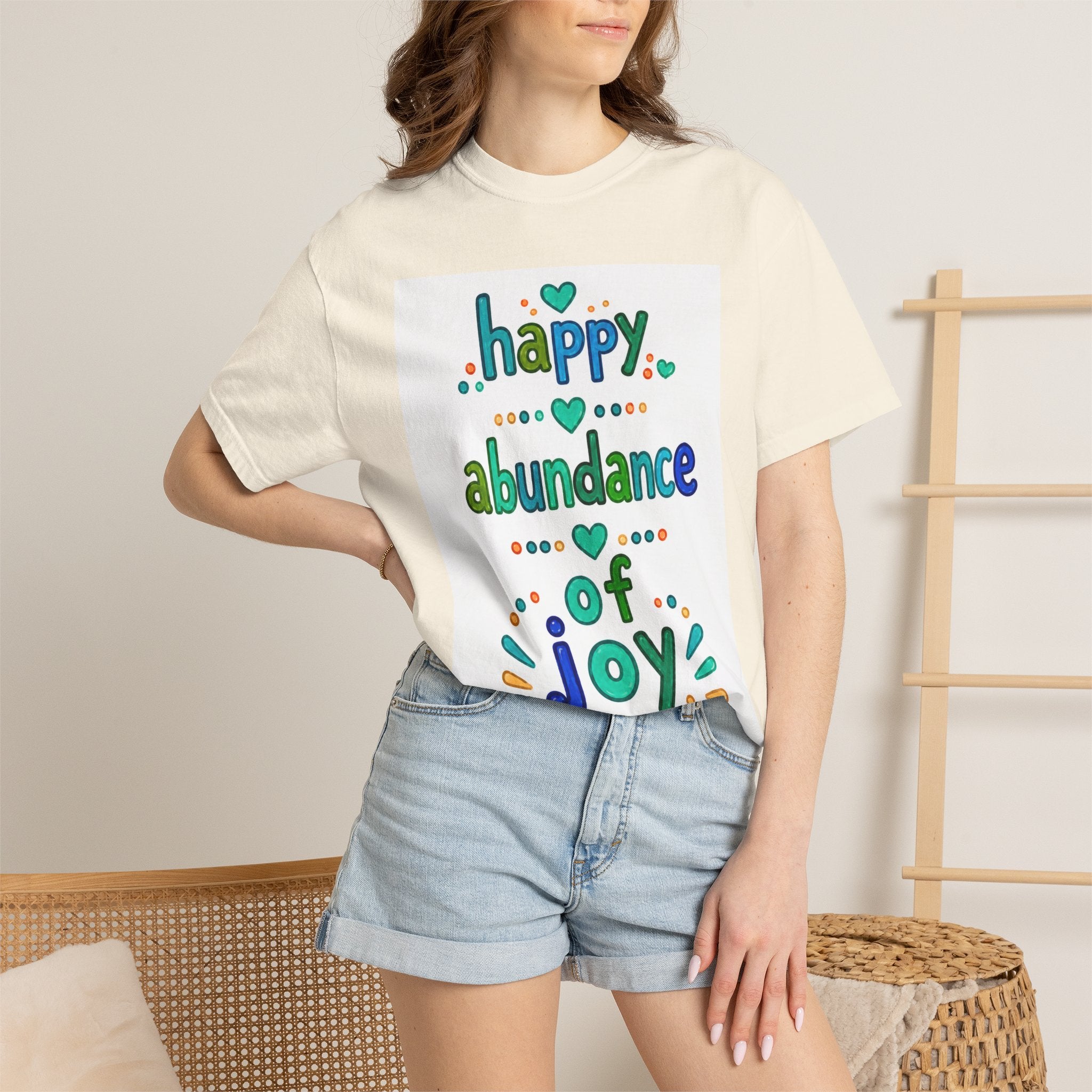Happy Abundance of Joy™ Watercolor Unisex T-Shirt | Inspirational Graphic Tee | Positive Mindset Shirt | Feel Good Gift