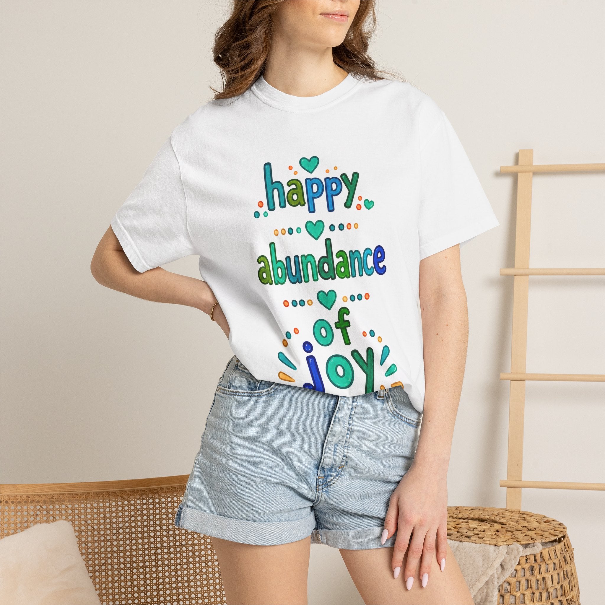 Happy Abundance of Joy™ Watercolor Unisex T-Shirt | Inspirational Graphic Tee | Positive Mindset Shirt | Feel Good Gift
