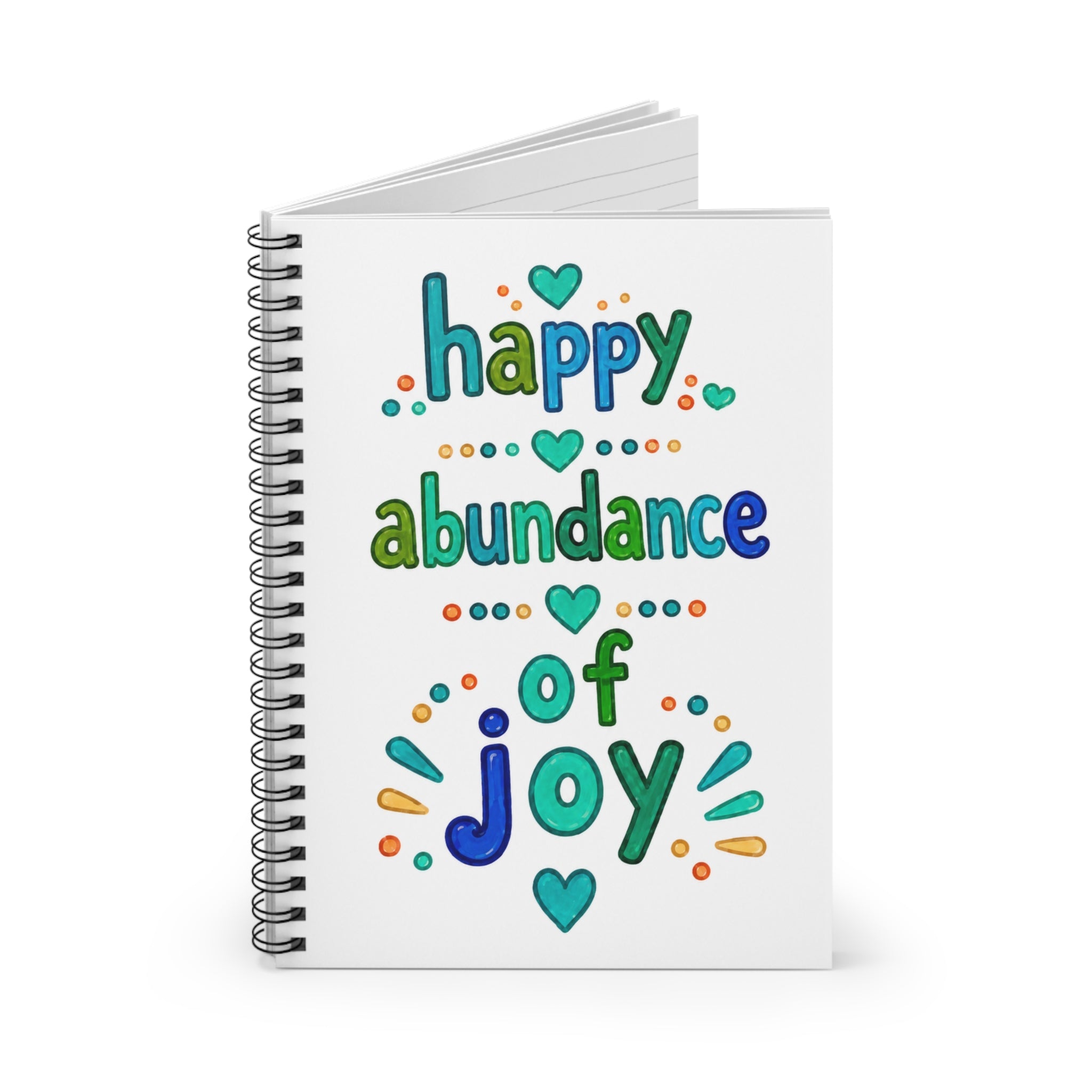Happy Abundance of Joy™ Sea Glass Spiral Notebook | Inspirational Journal | Coastal Stationery Gift