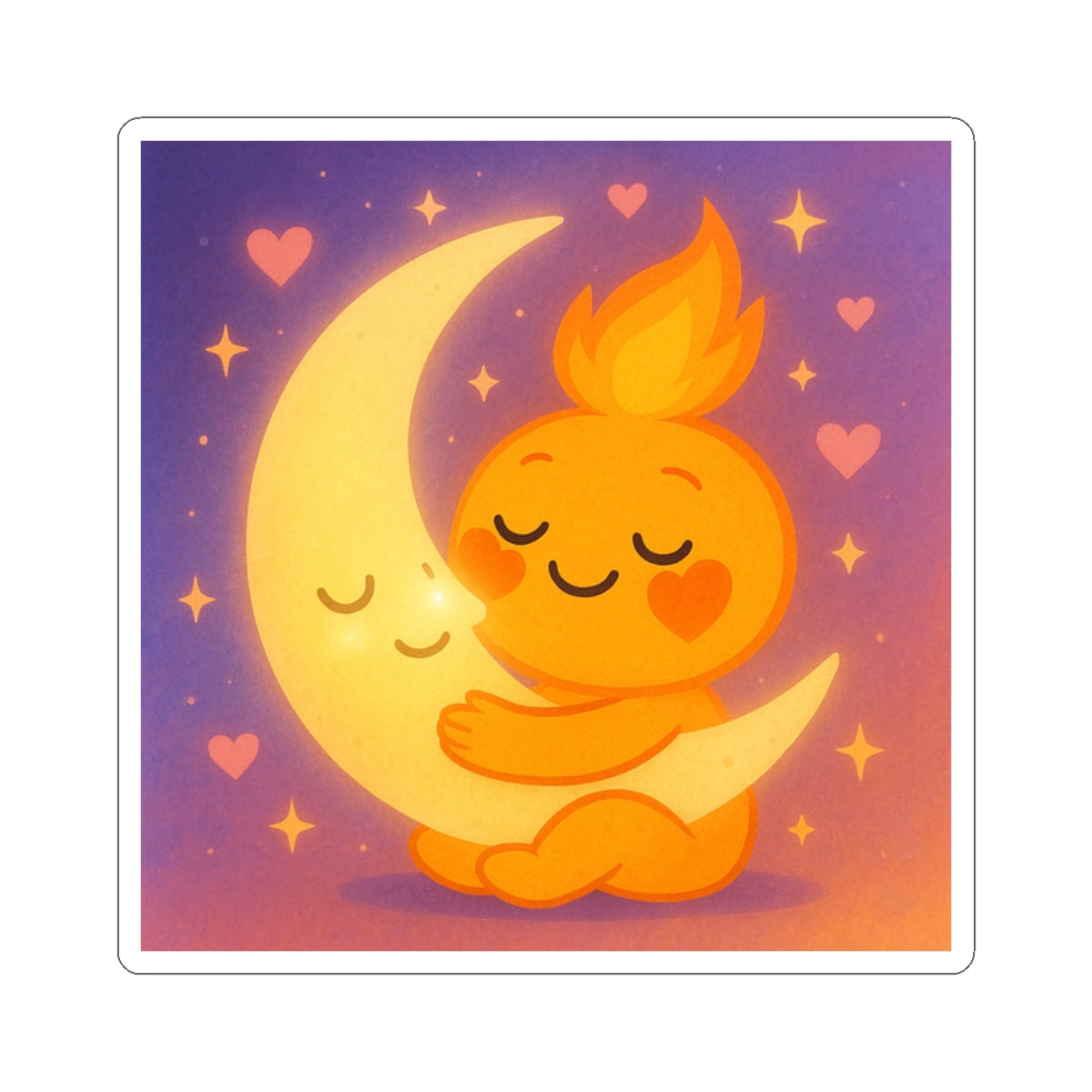 Spark Hugging the Moon Kiss-Cut Sticker