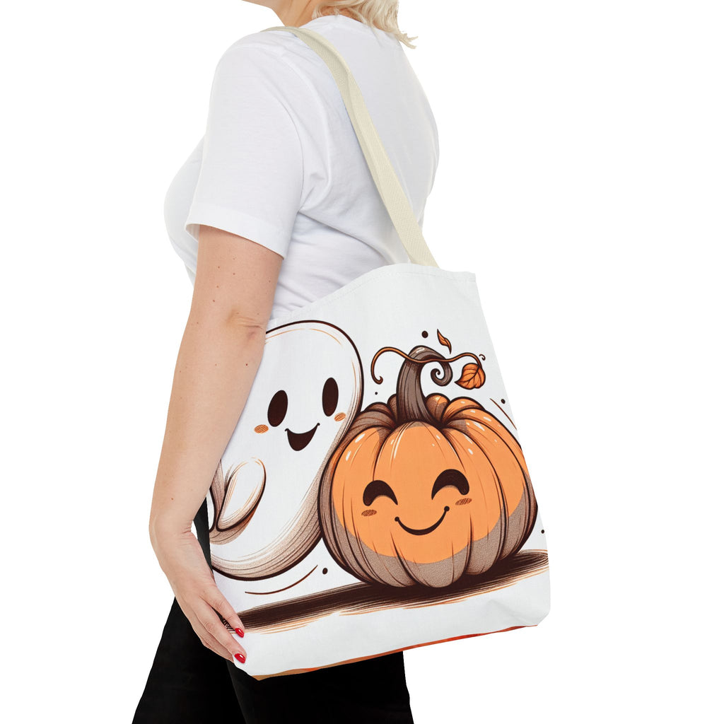 Ghost & Pumpkin Tote Bag - Fall Colors