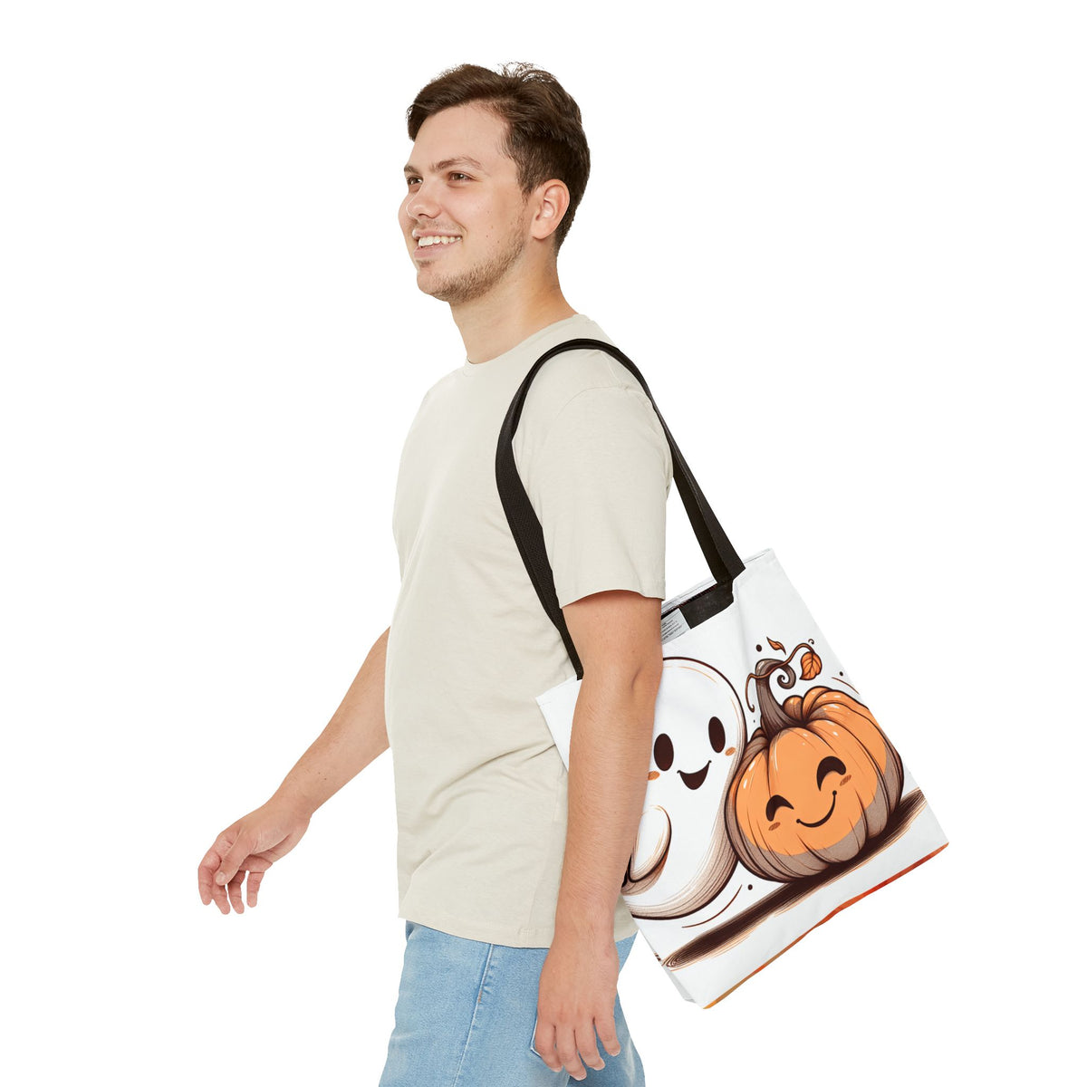 Ghost & Pumpkin Tote Bag - Fall Colors