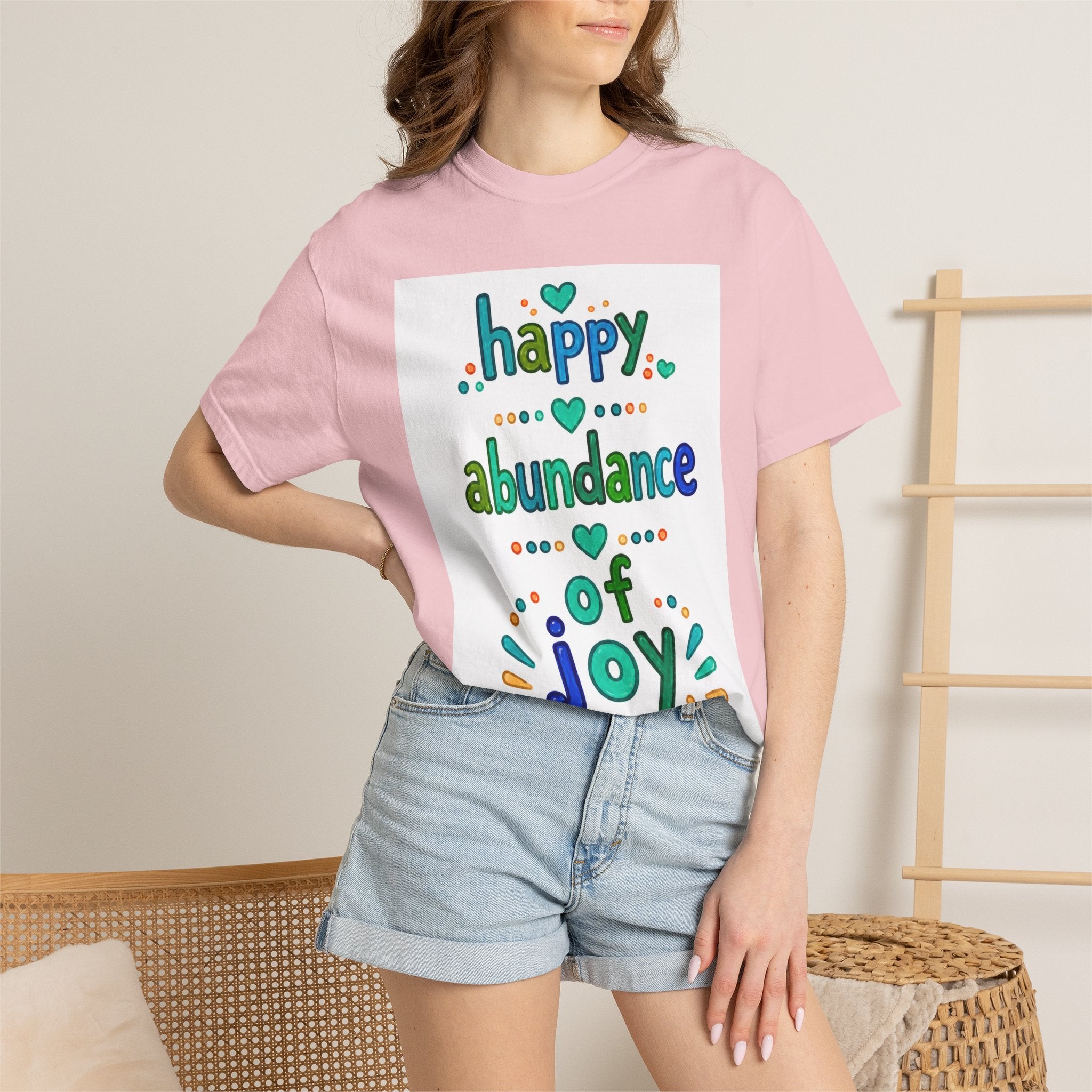 Happy Abundance of Joy™ Watercolor Unisex T-Shirt | Inspirational Graphic Tee | Positive Mindset Shirt | Feel Good Gift