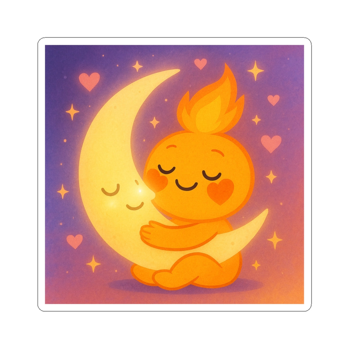 Spark Hugging the Moon Kiss-Cut Sticker