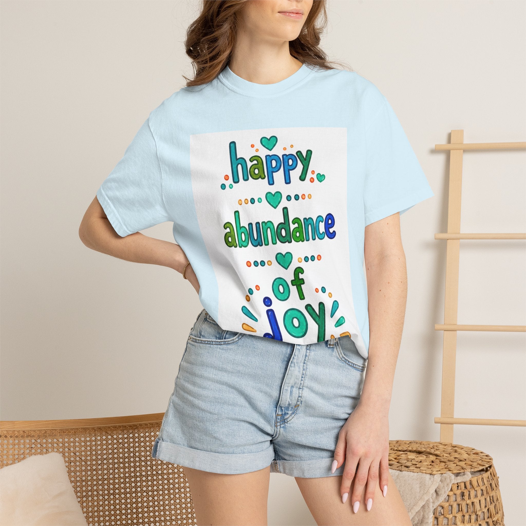 Happy Abundance of Joy™ Watercolor Unisex T-Shirt | Inspirational Graphic Tee | Positive Mindset Shirt | Feel Good Gift